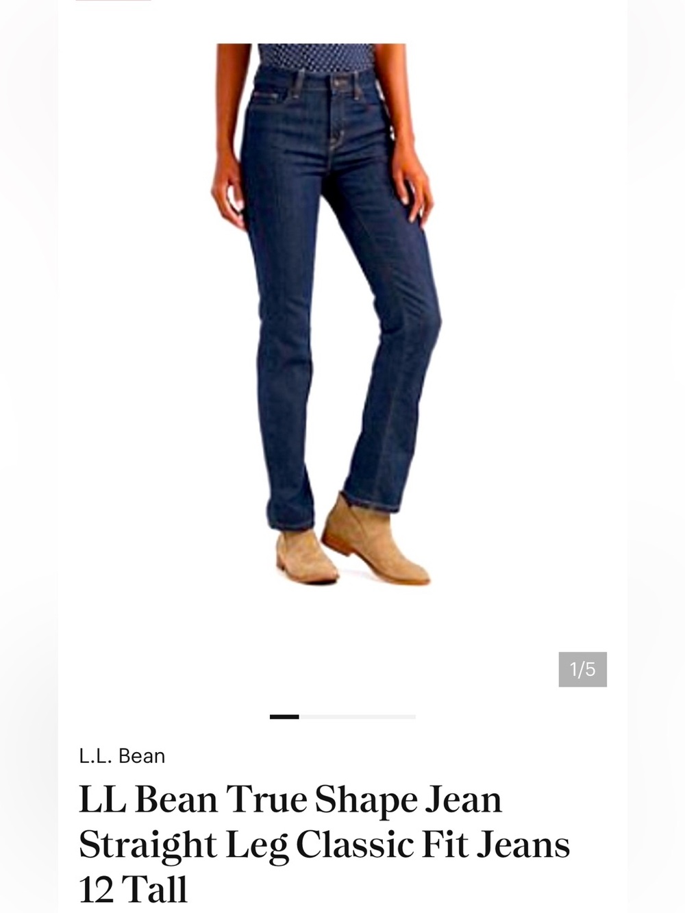 L.L. Bean Classic Fit Jeans - Dark Blue with Gold Stitching